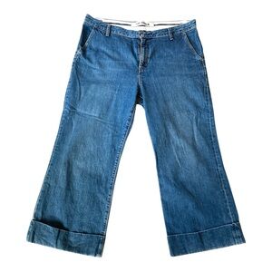 Gap Women’s Y2K Cuffed Jeans Buttoned Back Pockets Medium Indigo Size 16R